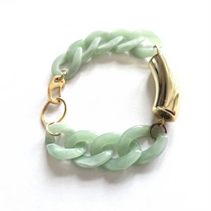 ▹ PURE ◃breites Resin Armband - lindgrün / gold